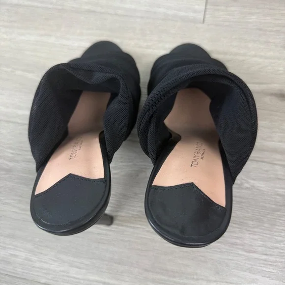 Tony Bianco Black Adee Mesh Ruched High Heel Mules - Picture 11 of 14